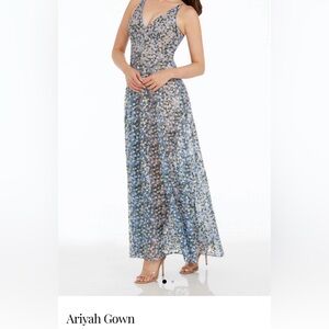 Dress the Population Blue Floral Maxi Skirt